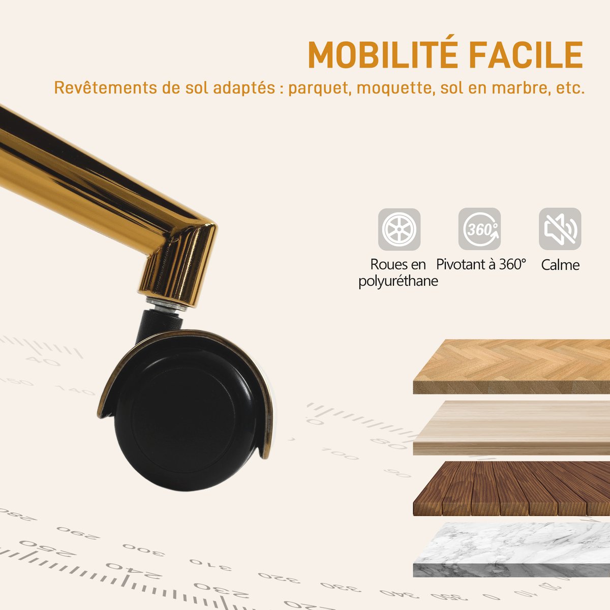Chaise de bureau Polaire Teddy (100 % crème, HOMCOM