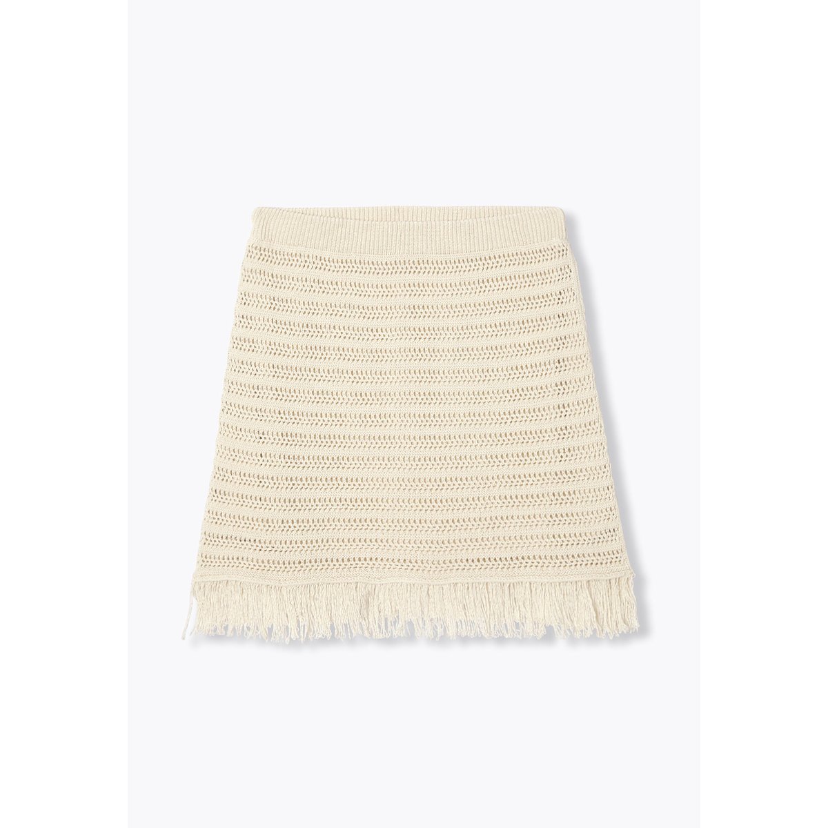 Jupe courte frangée en crochet rayures multicolores, PROMOD