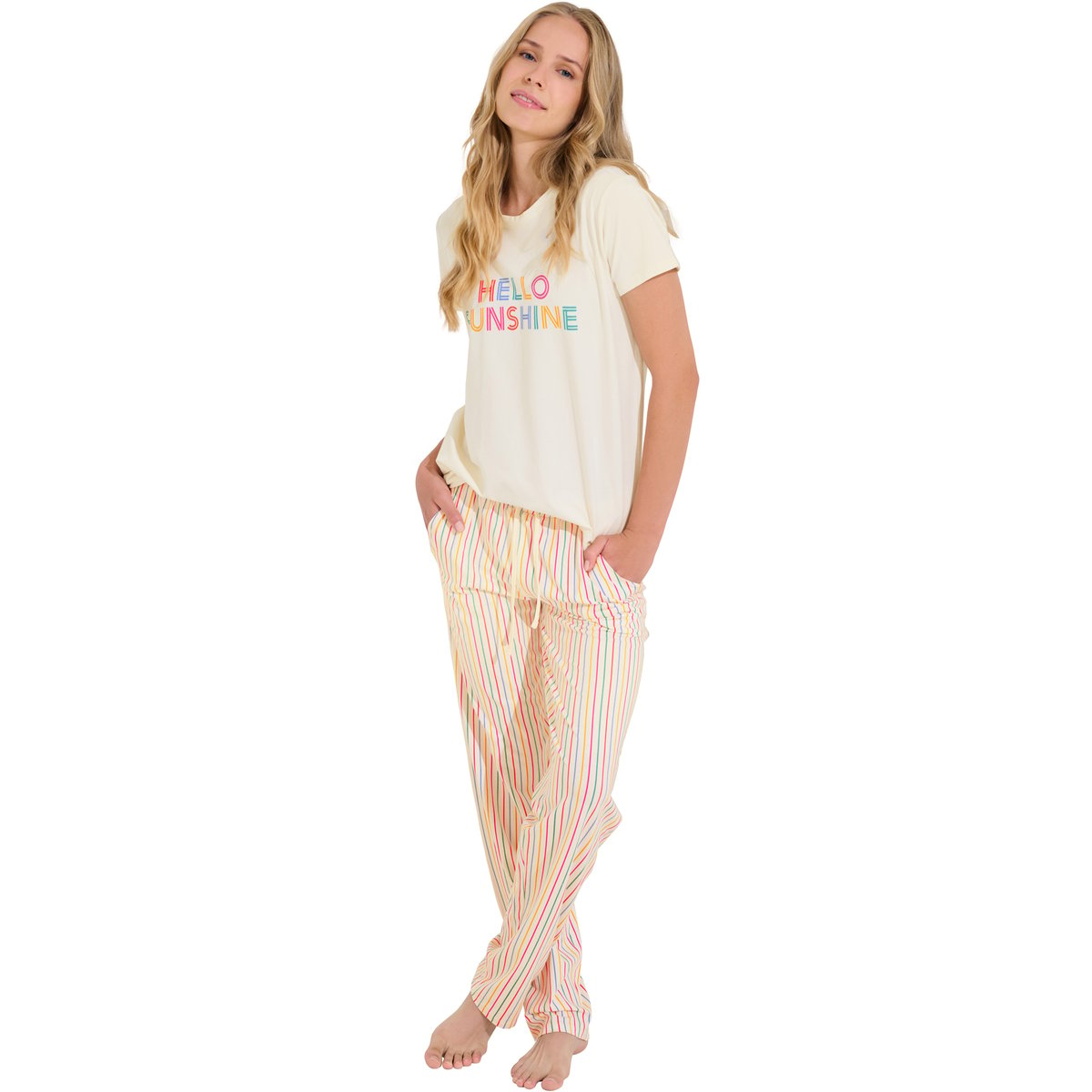 Pyjama pantalon t-shirt SUMMER ivoire, LISCA