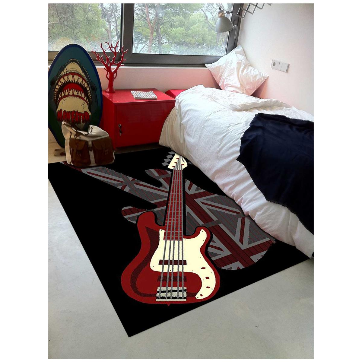 Tapis salon tissé LYN49 GUITARD noir, UN AMOUR DE TAPIS
