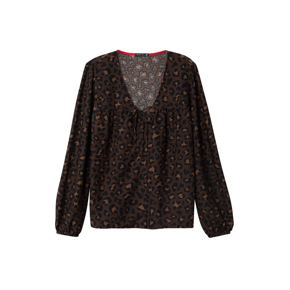 Blouse col v manches longues marron, BREAL