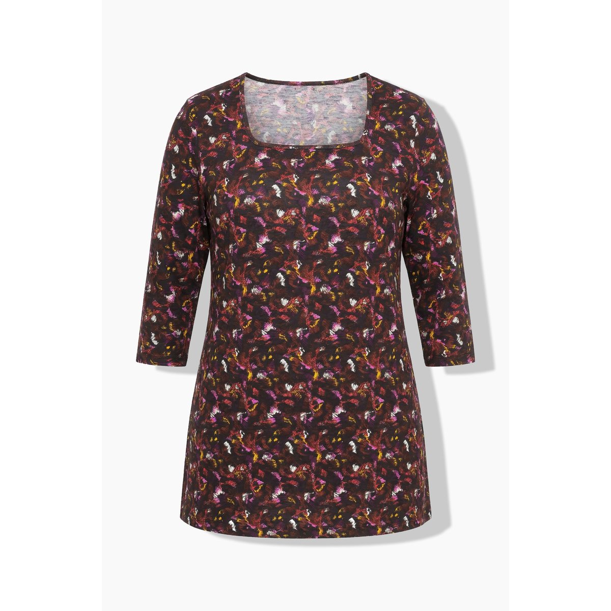 T-shirt long, imprimé, coupe en A rouge rubis, ULLA POPKEN