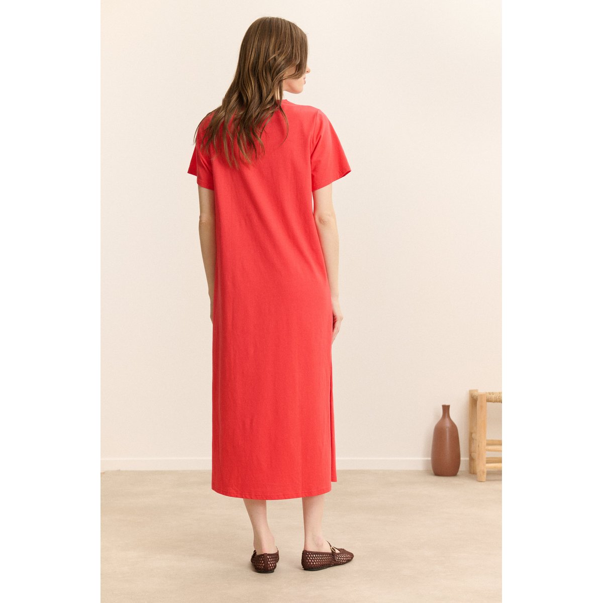 Robe midi en jersey CALVIN rouge, GARANCE PARIS