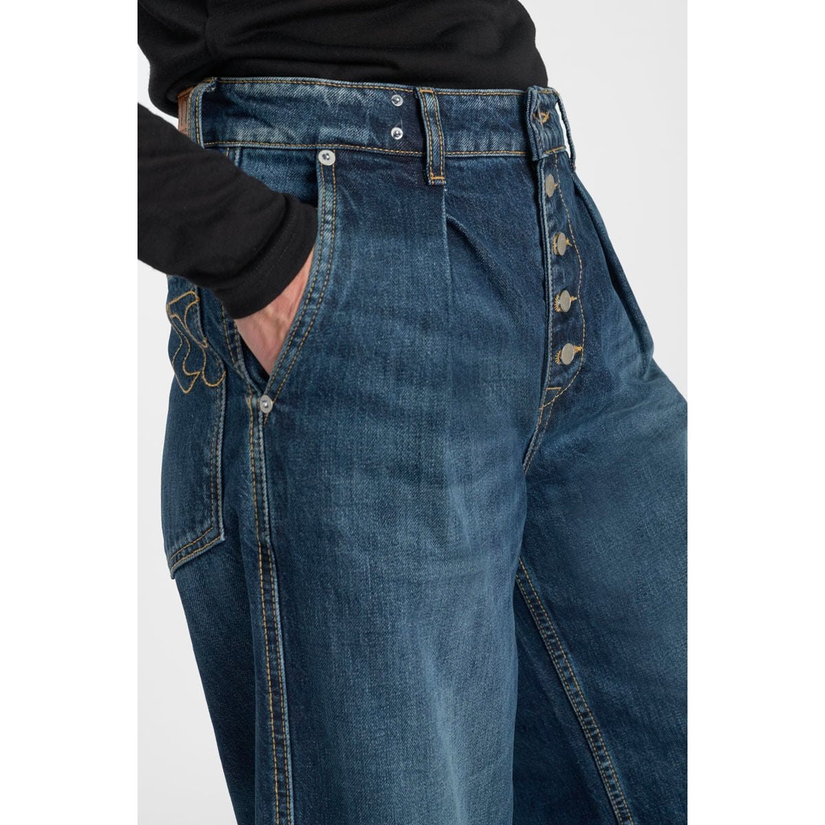 Jeans loose, large , 7/8ème blue, LE TEMPS DES CERISES