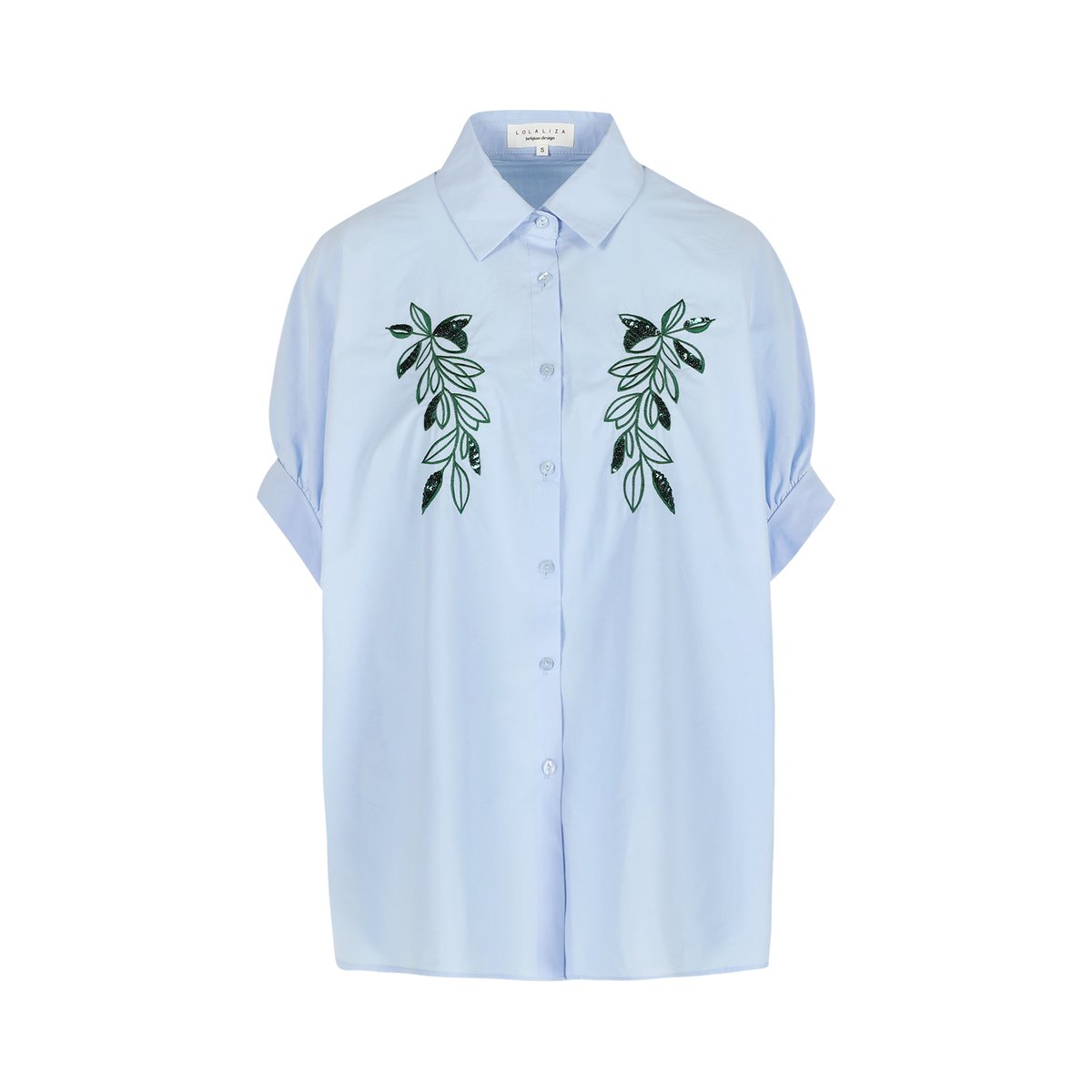 Chemise extra large avec broderie bleu pastel, LOLALIZA