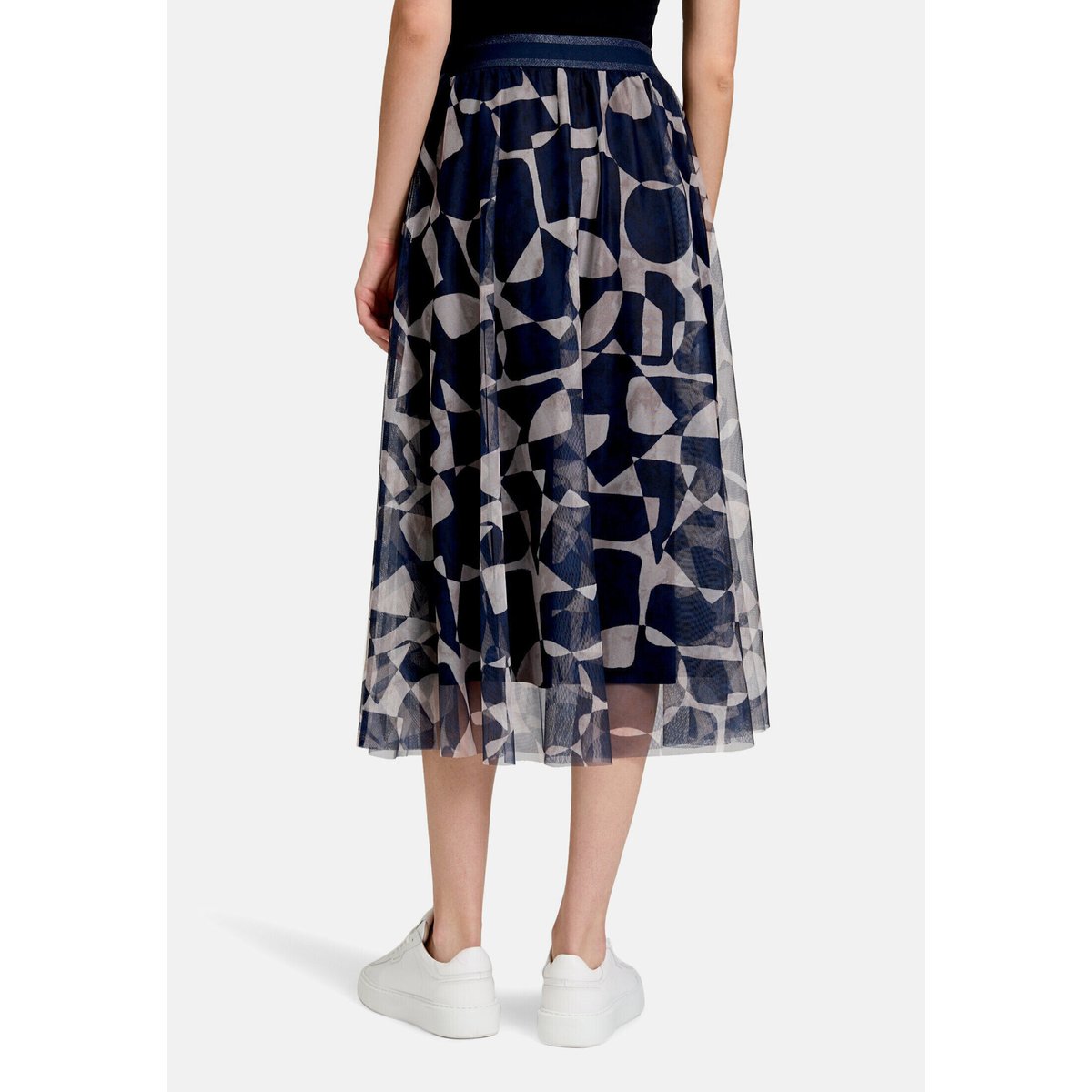 Jupe longueur midi à imprimé dark blue/nature, BETTY & CO