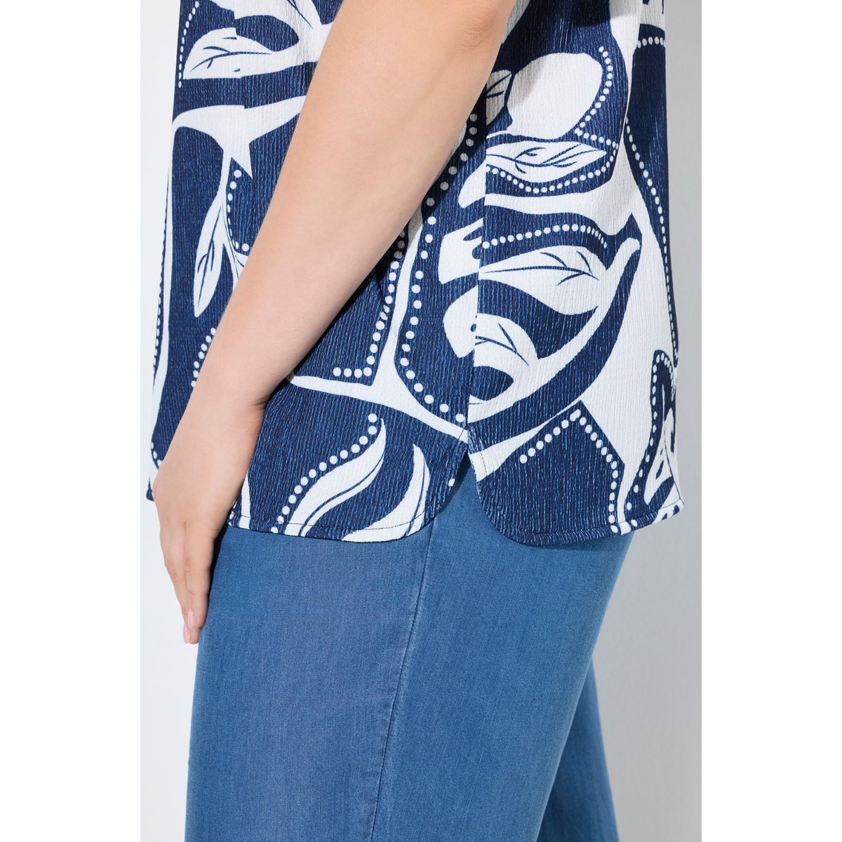 T-shirt oversize, imprimé feuilles marine, ULLA POPKEN
