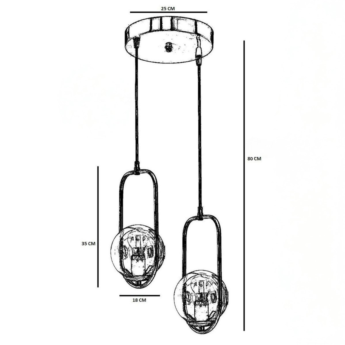 Suspension design dorée 2 globes blancs sur cadres SIERRE doré, PIER IMPORT