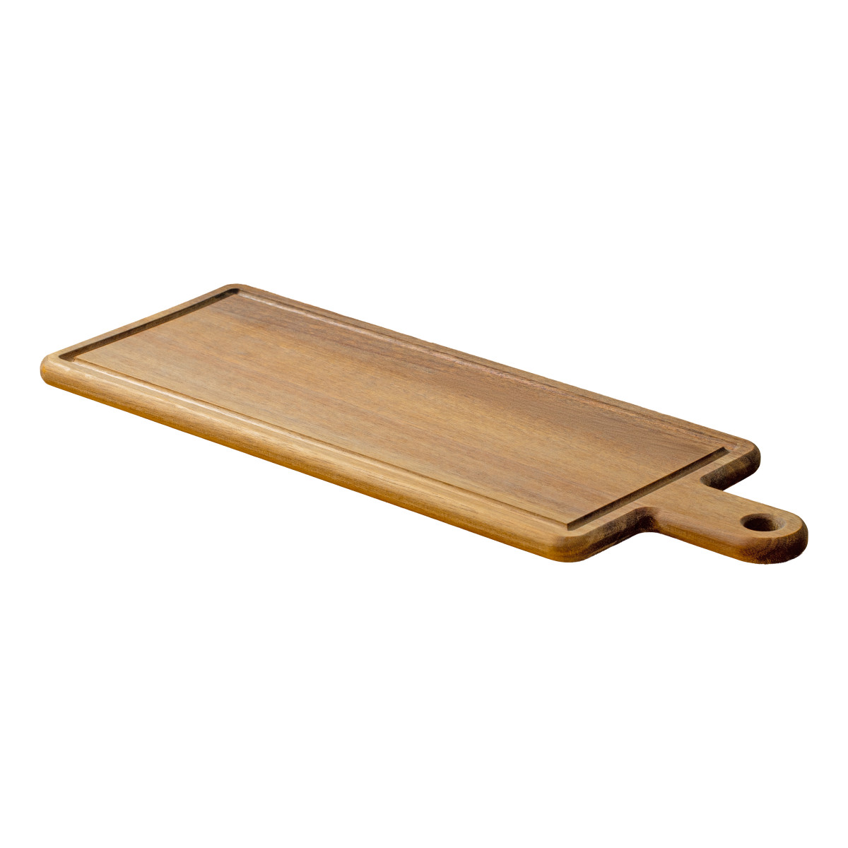 Planche à découper rectangulaire 48 x 17 x 1.5 cm avec rigole et poignée - bois, SABATIER TROMPETTE
