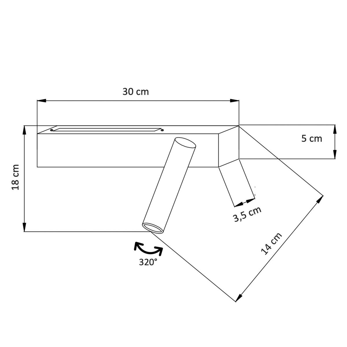 Applique liseuse design LED (droite) - LODVI noir, KOSILUM