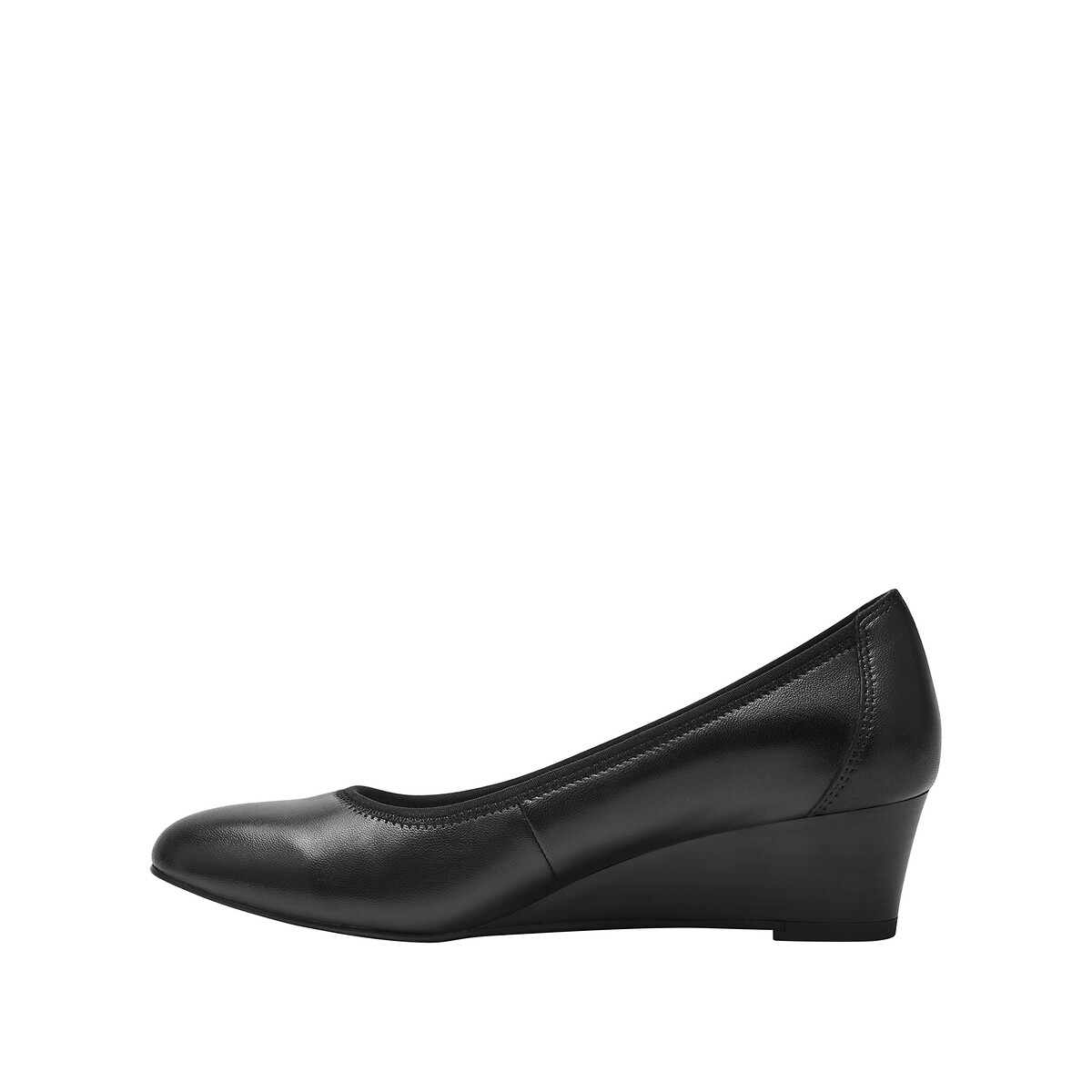 Ballerines talon compensé en cuir noir, TAMARIS