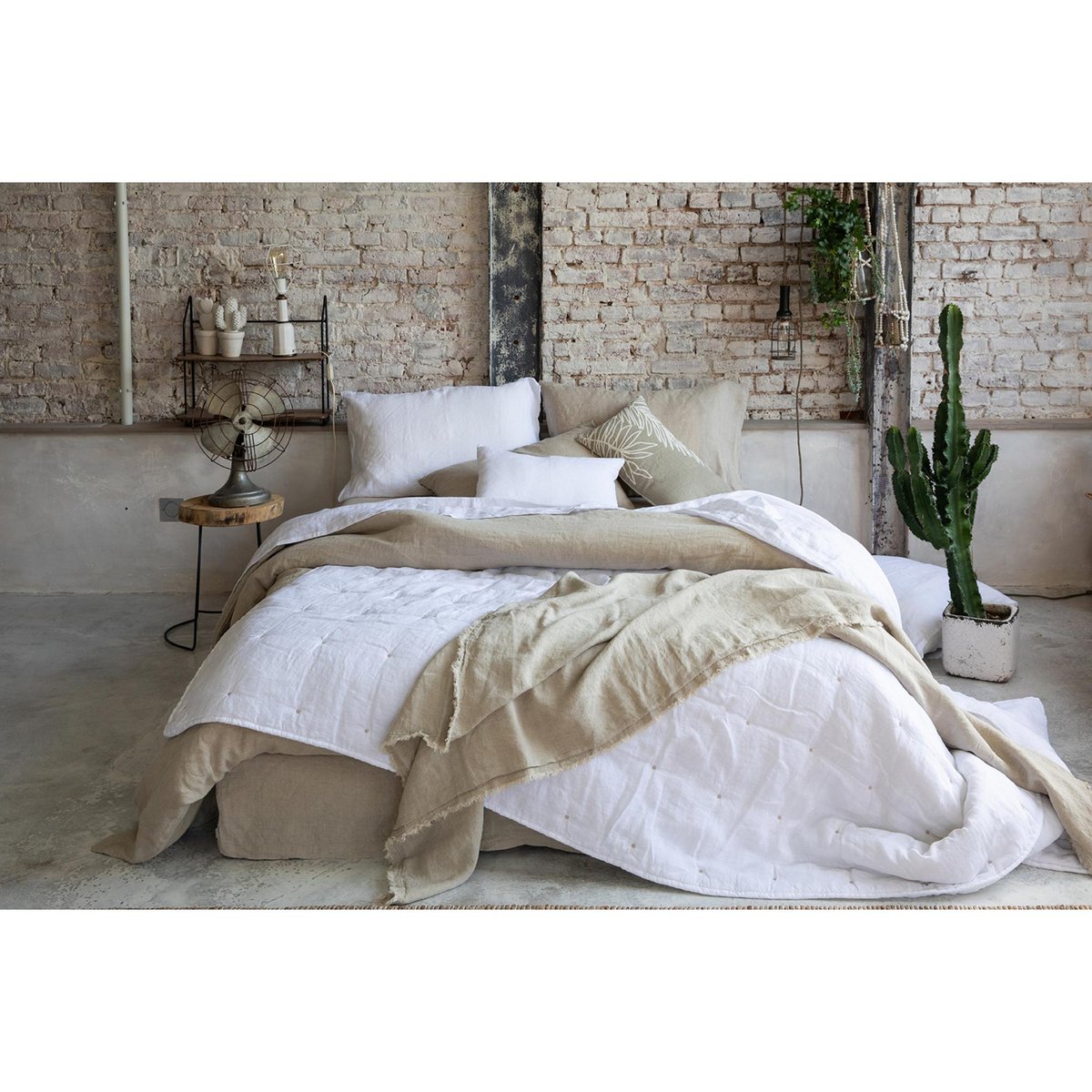 Housse de couette stonewashed Zeff vert de gris, VIVARAISE