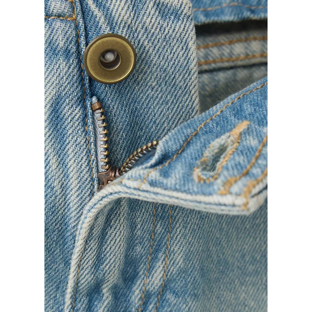 Jean wide leg coutures décoratives bleu clair vintage, MANGO TEEN