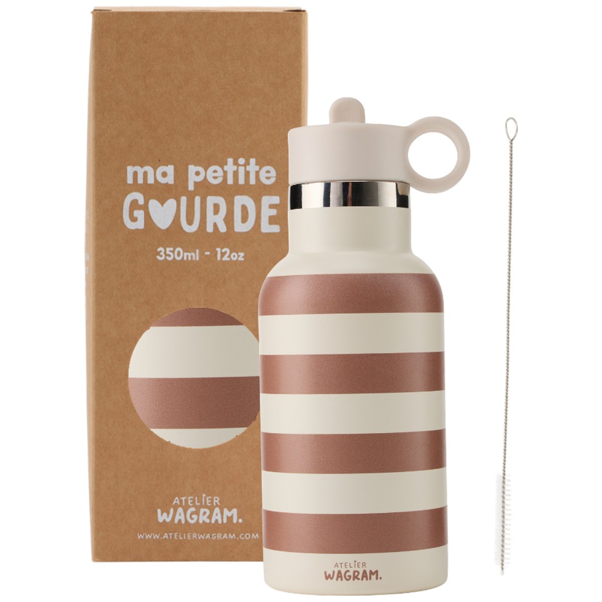 Gourde isotherme ecru, marron, ATELIER WAGRAM
