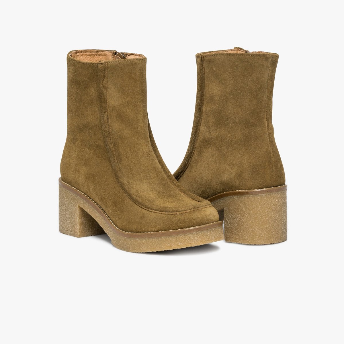 Boots À Talon en cuir EDEN gris taupe, BOCAGE