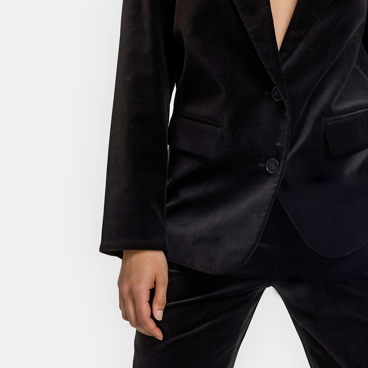 Veste droite oversize, en velours lisse, Signature ALIENOR noir, LA REDOUTE COLLECTIONS