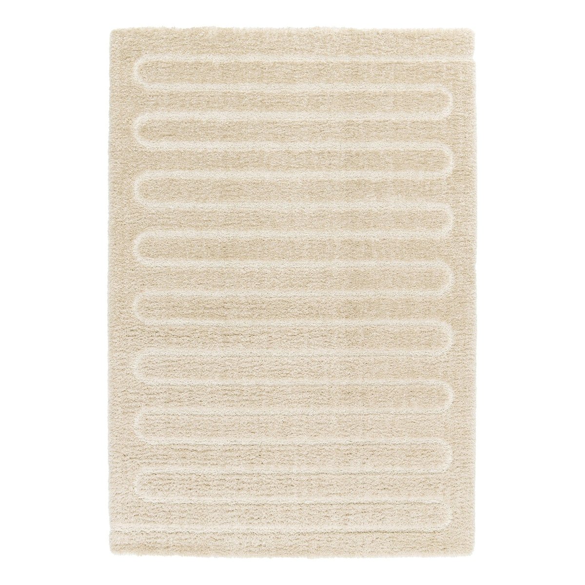 Tapis à relief en polyester recyclé EOLYA beige sable, AFK LIVING