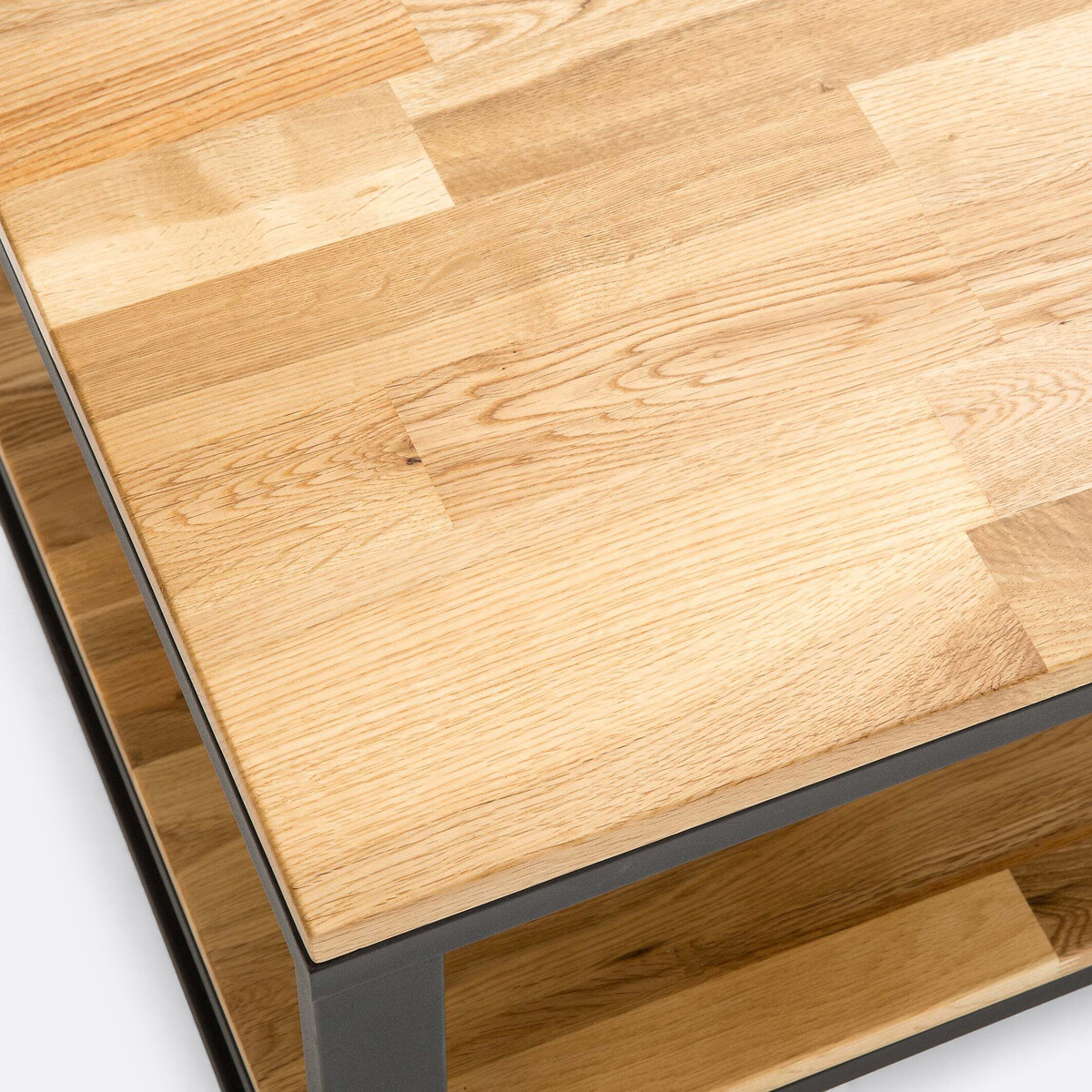 Table basse, en chêne massif et métal acier, HIBA naturel, LA REDOUTE INTERIEURS