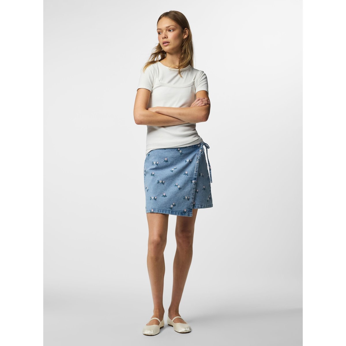 Mini-Jupe bleu - light blue denim1, PIECES