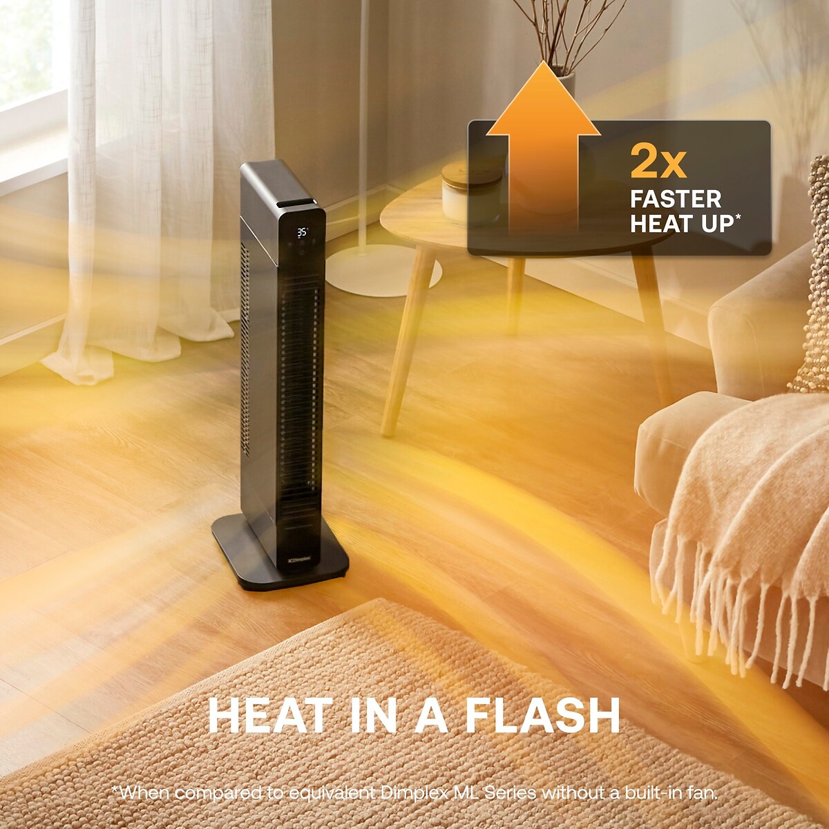ThermaFlex 2.2kW 2-in-1 Baseboard and Tower Fan Heater - DXDC22 black, DIMPLEX