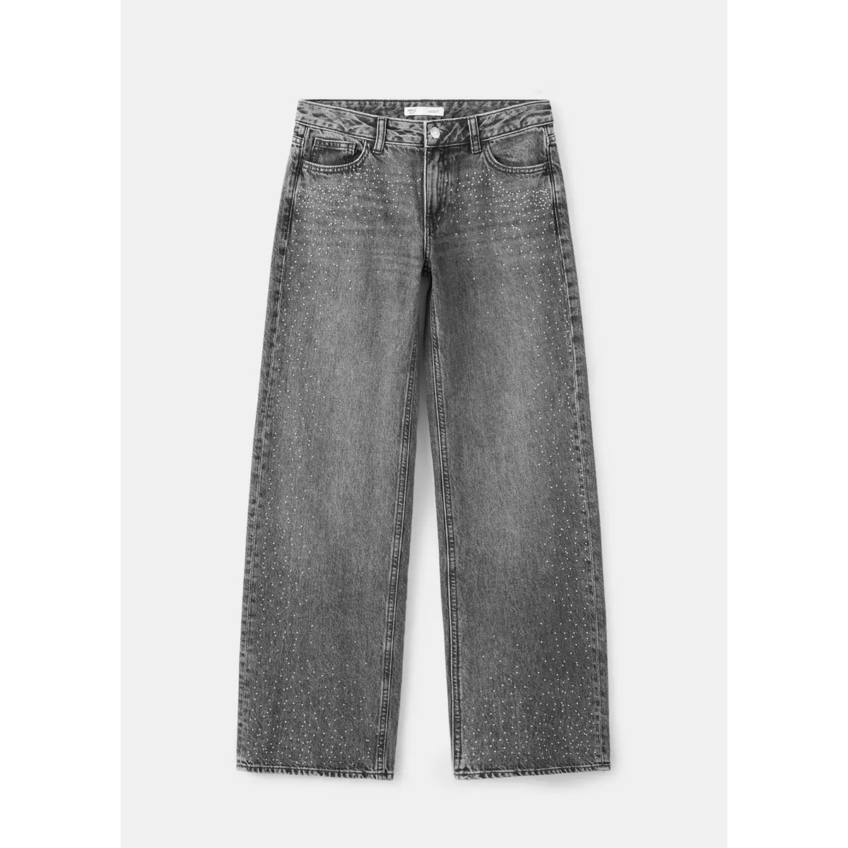 Jean droit strass gris denim, MANGO TEEN