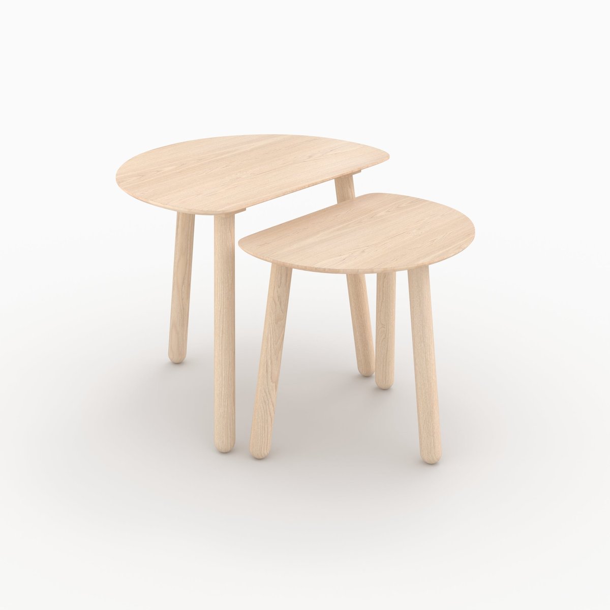 Tables gigognes en bois de frêne - MONTAINE marron clair, MAISON PAVANE
