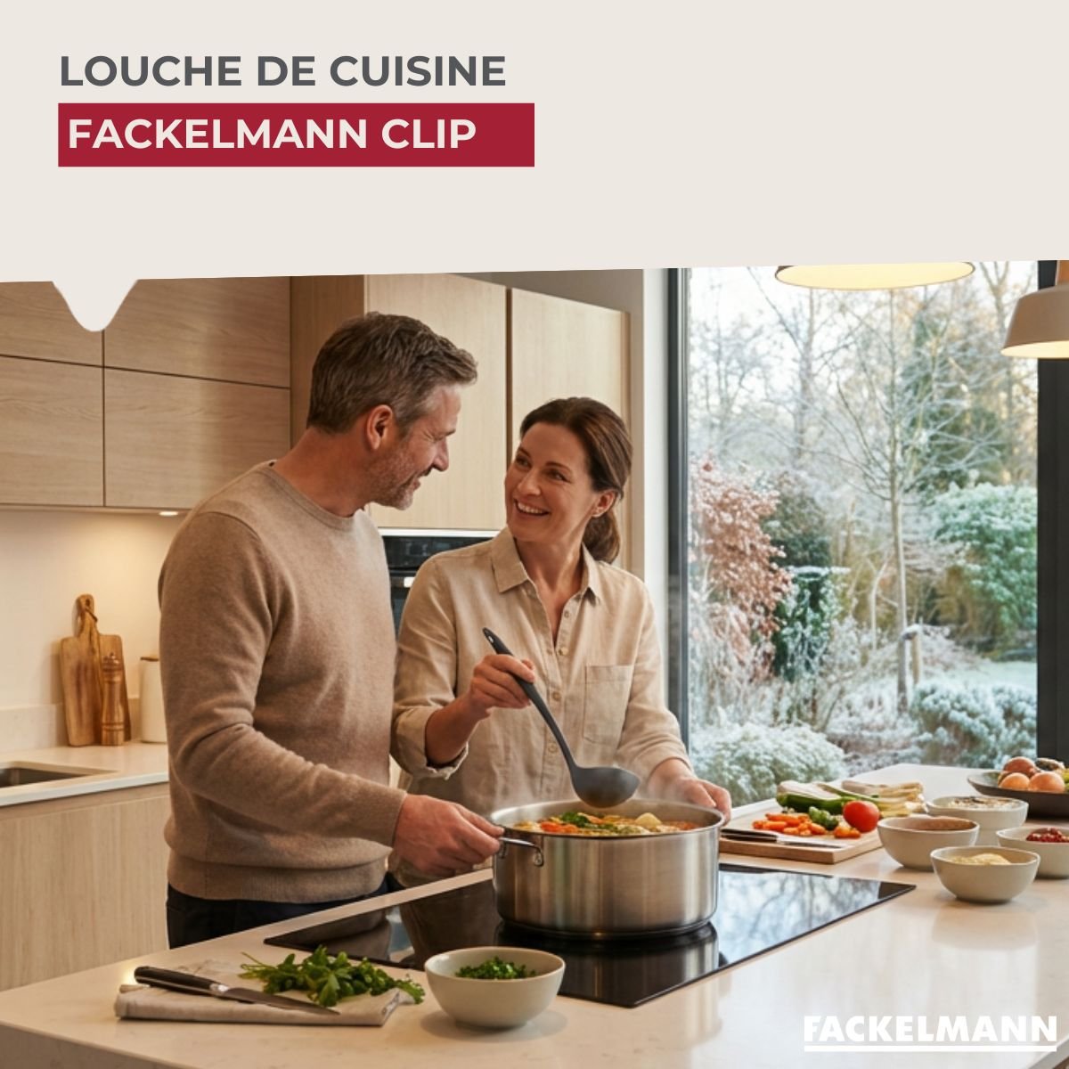 Louche de cuisine CLIP gris, FACKELMANN