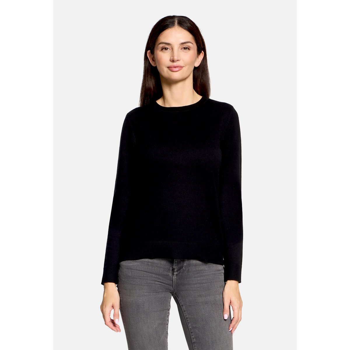 Pull-over en maille basique à encolure ronde noir, BETTY BARCLAY