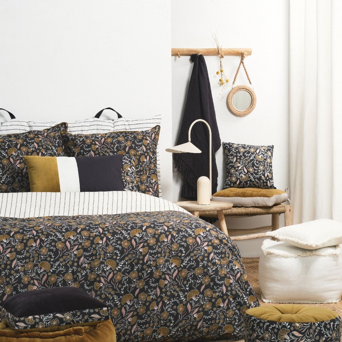 Parure de lit 2 personnes imprimé floral INDIES MARIGOLD bronze, TODAY
