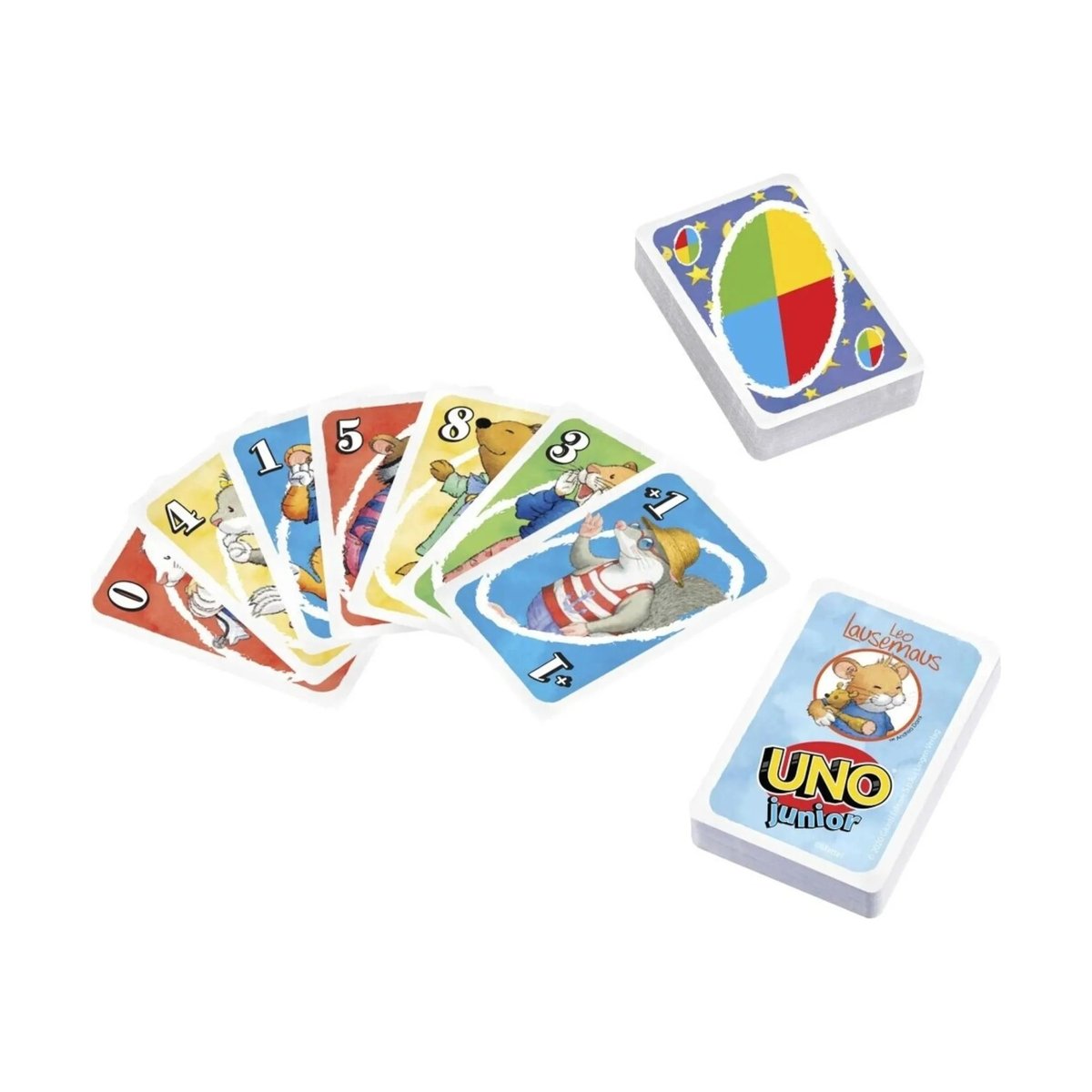 Jeu de cartes UNO Junior << Leo Lausemaus >> multicolore, MATTEL