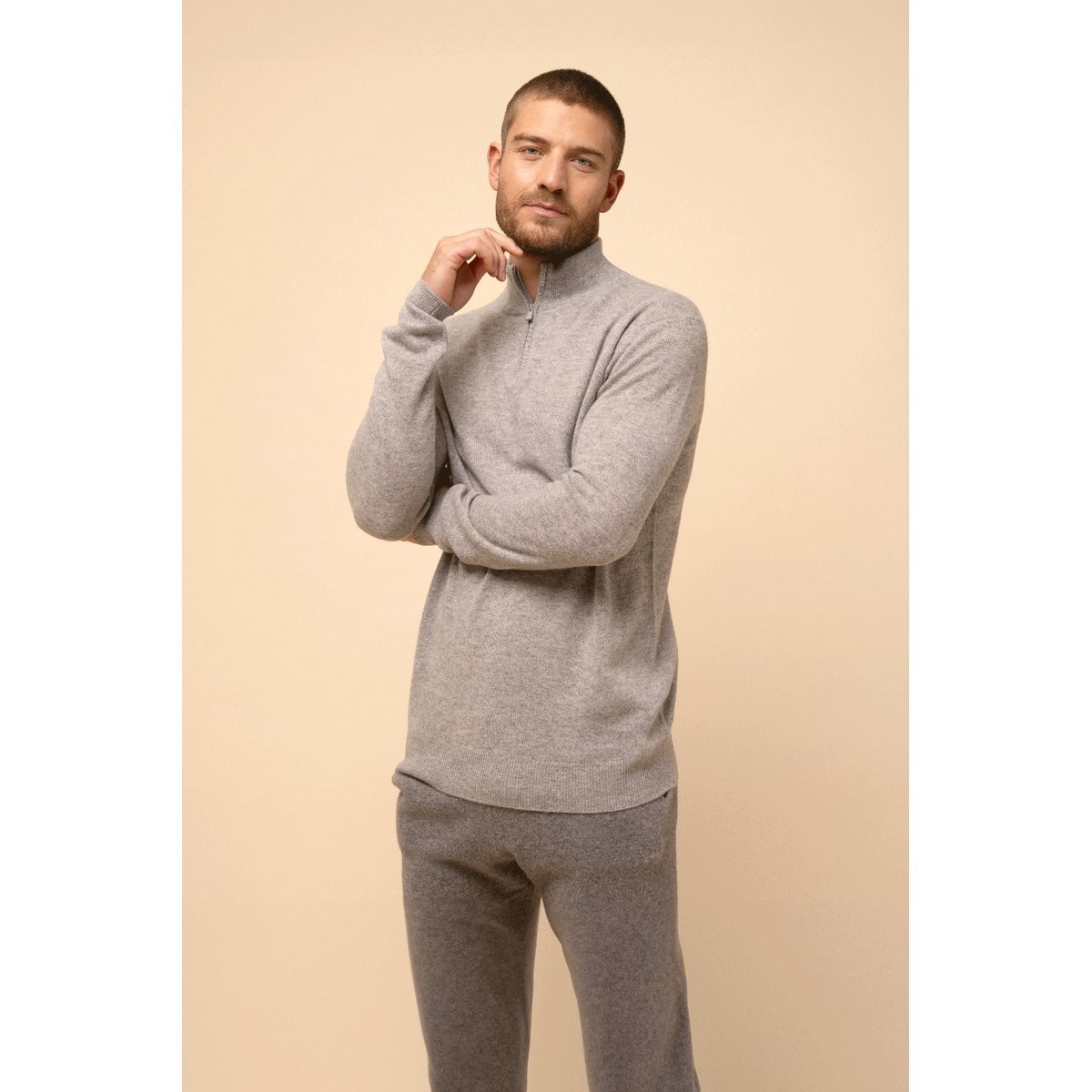 Pull Camionneur Nuage Chiné Bradley gris chiné, JUST CASHMERE