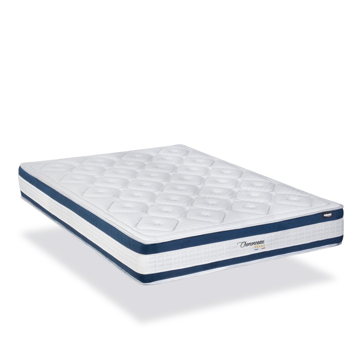 Ensemble Chenonceau 180x200 cm Matelas Mousse + Sommier Bois blanc, BELLECOUR