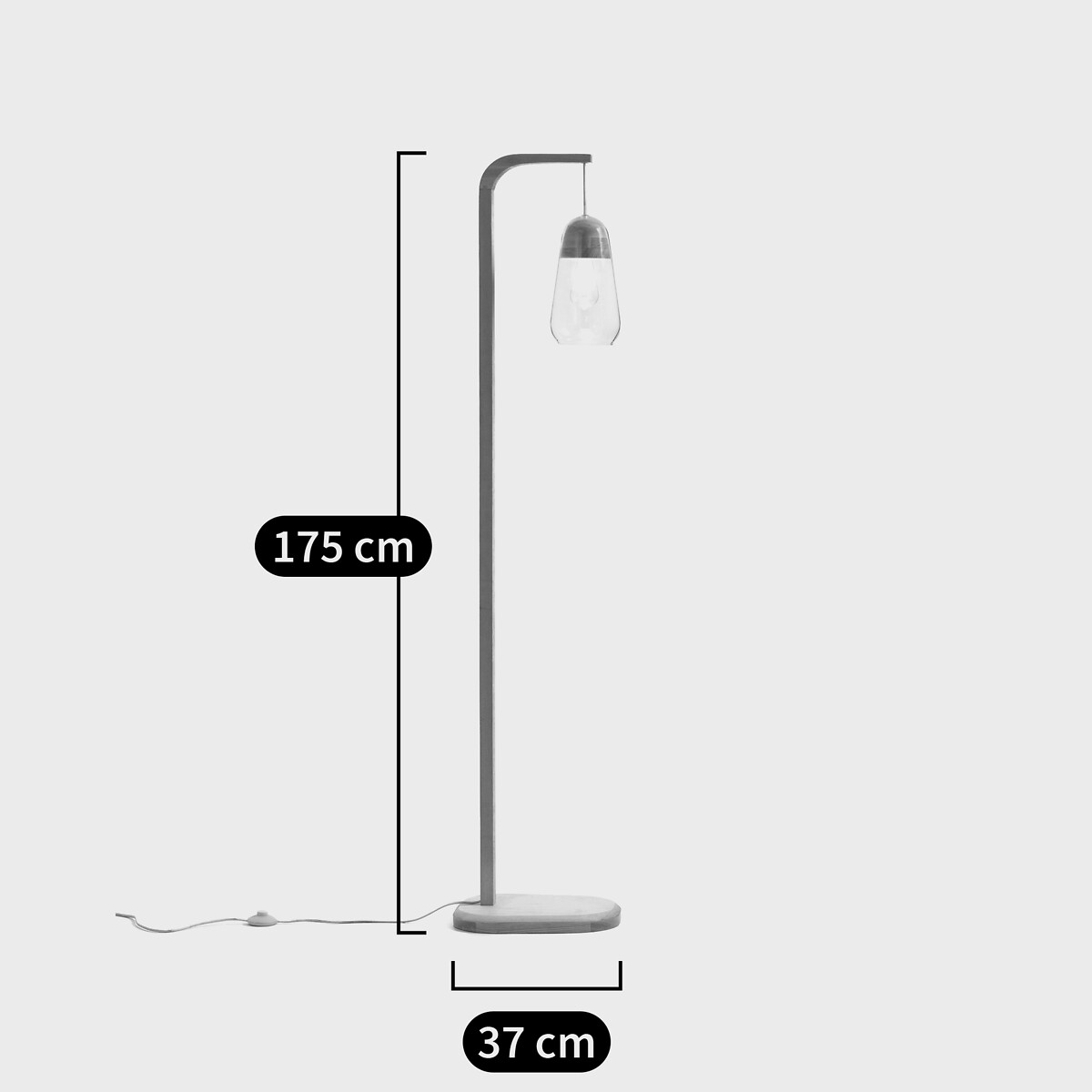 Lampadaire verre et bois Nasoa naturel, LA REDOUTE INTERIEURS