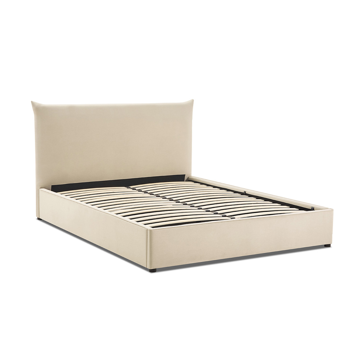 Lit coffre - Effet lin beige - OPÉRA beige, MAISON AUBERTIN