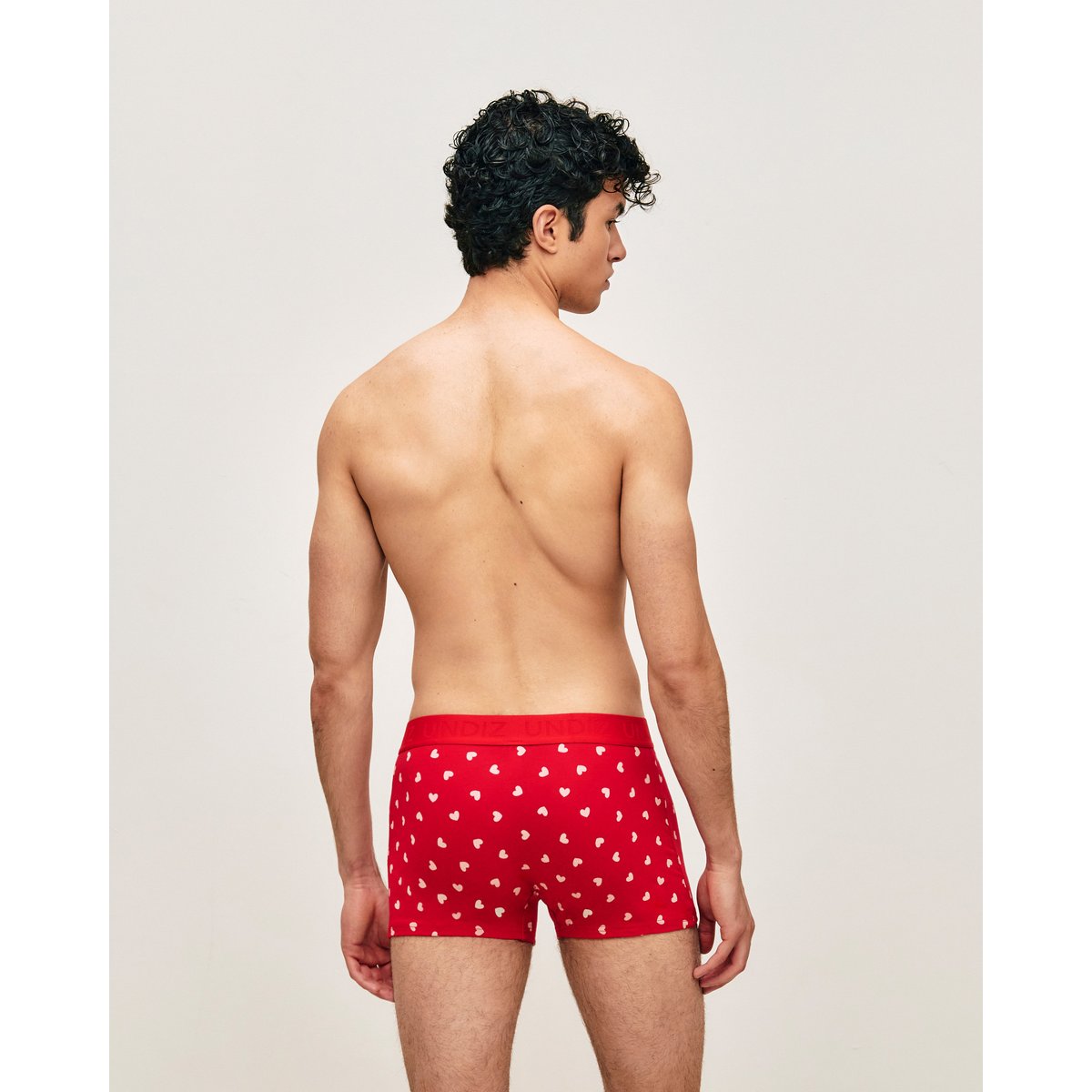 Boxer en coton motifs coeurs REPEATIZ REDCO rouge, UNDIZ