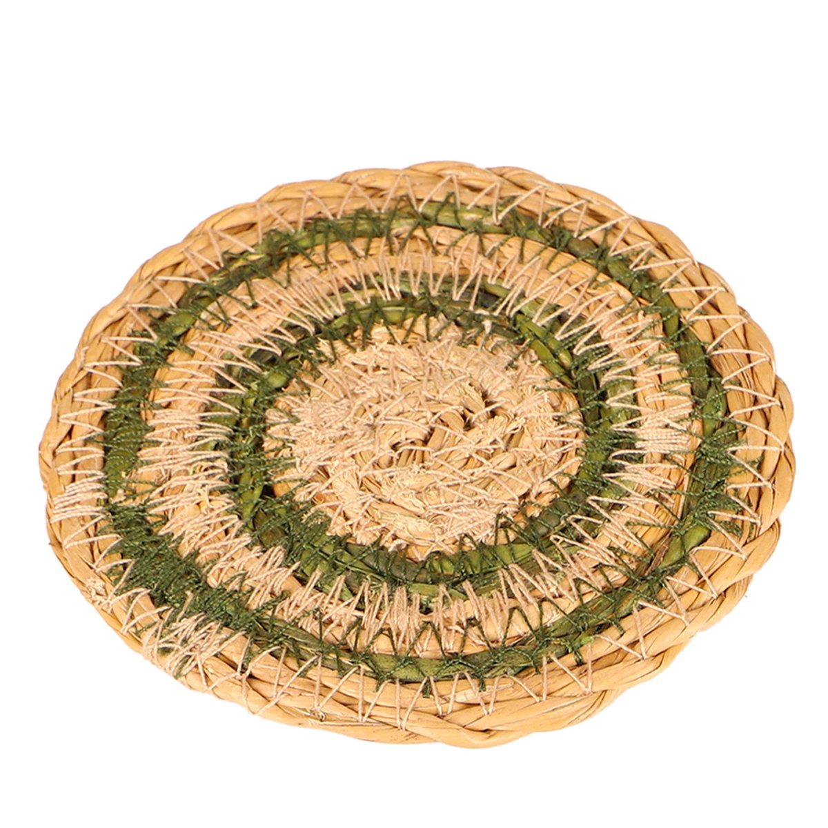 Set de 4 dessous de verre en jute vert et beige 10cm vert, WADIGA