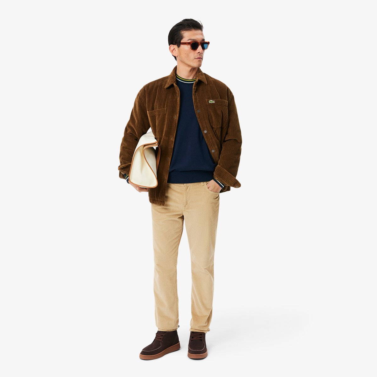 Pull jersey coton rayé bleu-7qk, LACOSTE