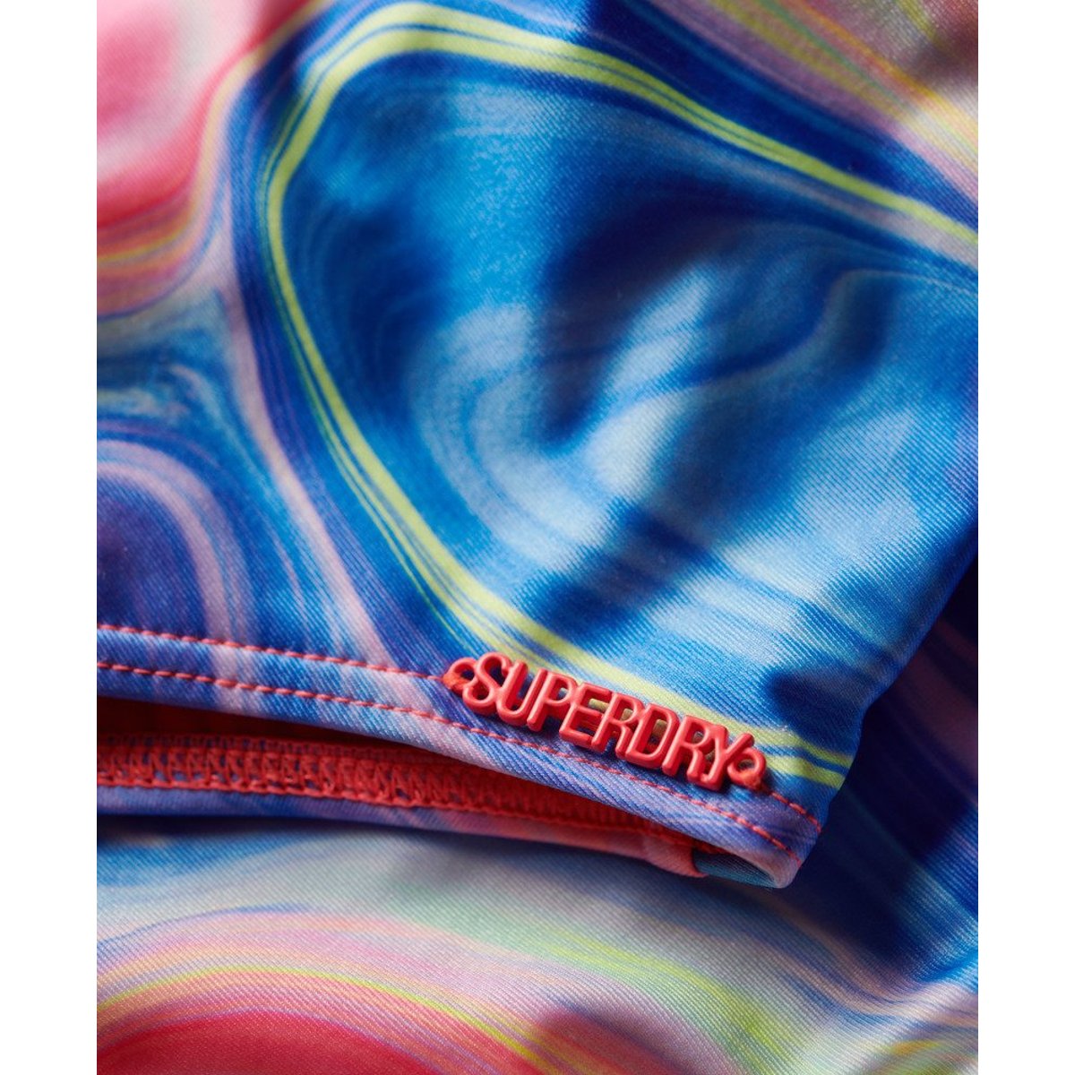 Maillot de bain imprimé à dos échancré marbre multicolore, SUPERDRY