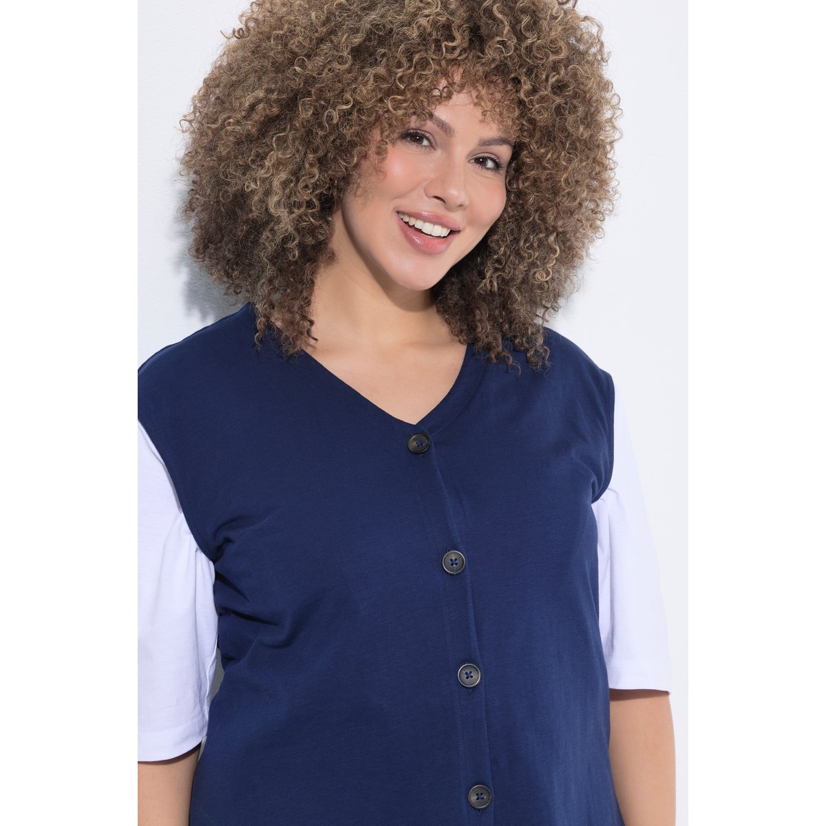 Gilet en jersey flammé, sans manches bleu encre, ULLA POPKEN