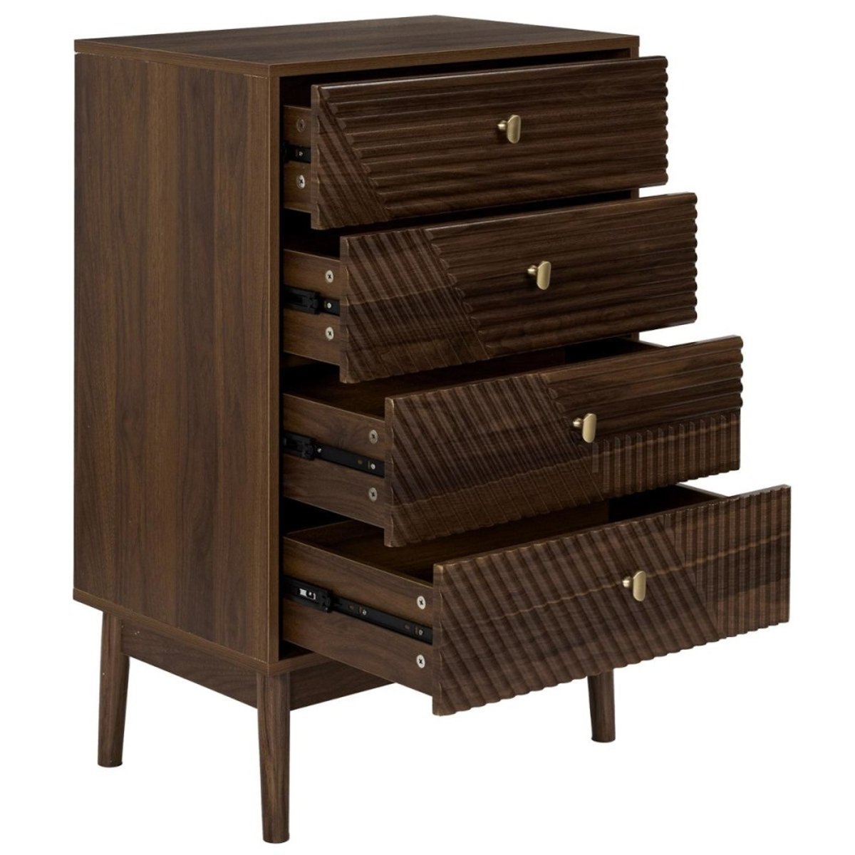 Commode Marron 4 Tiroirs Avec Poignées Dorées marron, DECORATIE