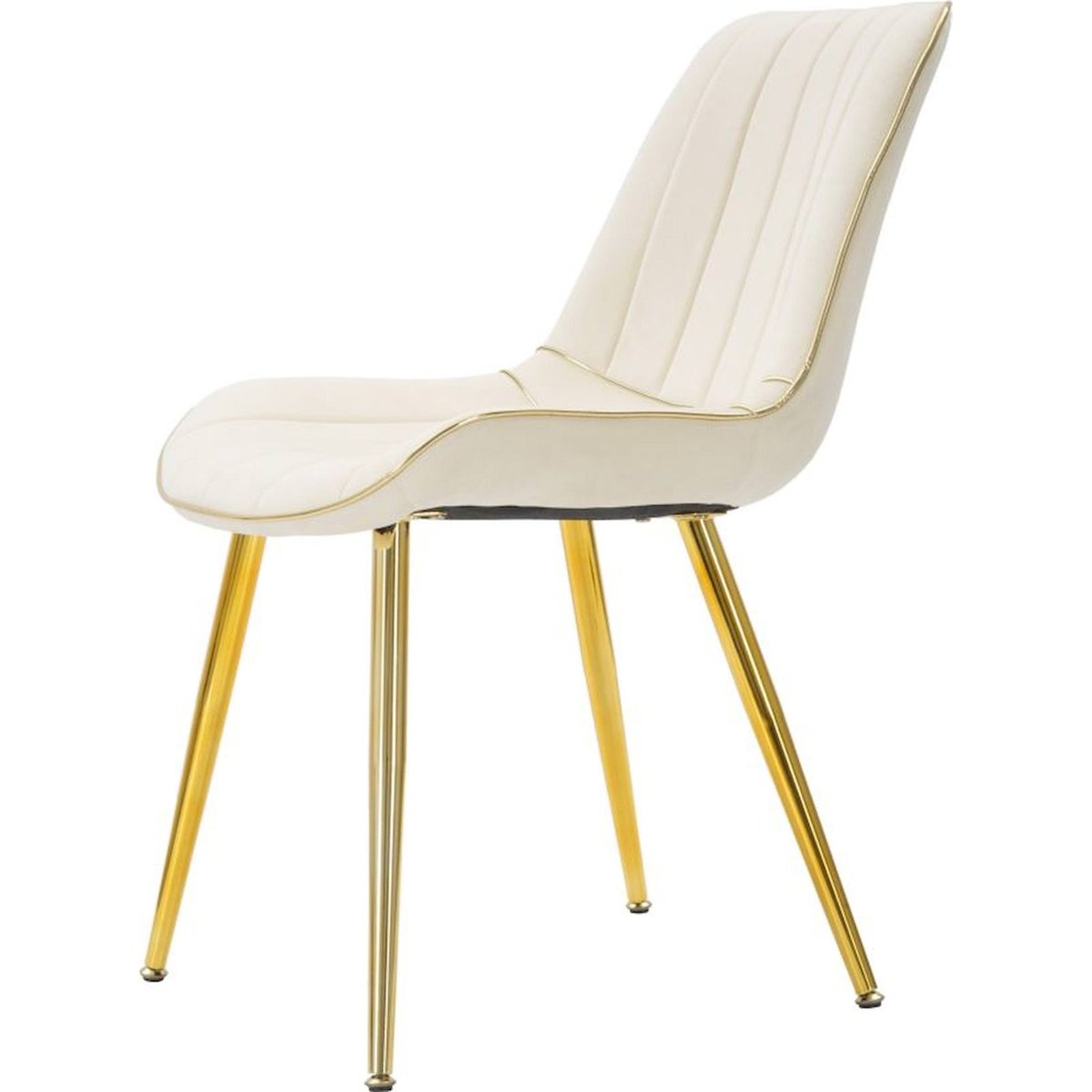 Chaise assise rembourrée lot de 2 GLAM crème et or, RECOLLECTION