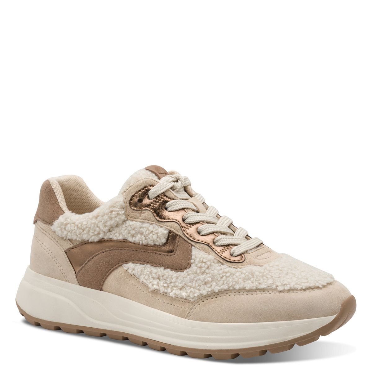 Basket en cuir beige beige suède, TAMARIS