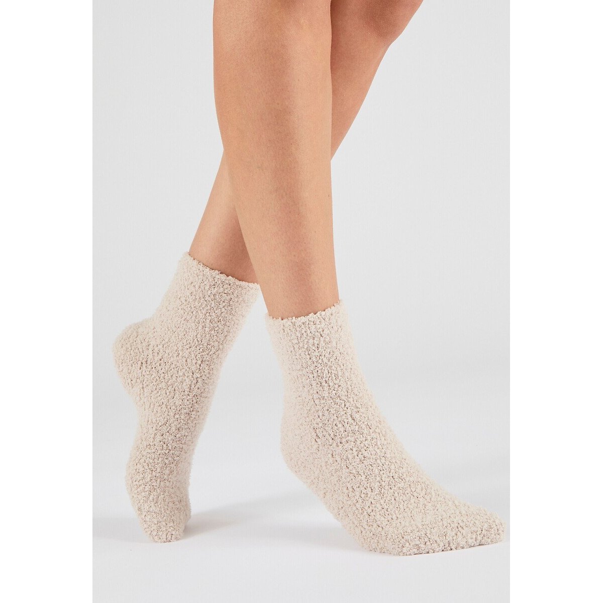 Pair of Thermolactyl Bed Socks striped beige, DAMART