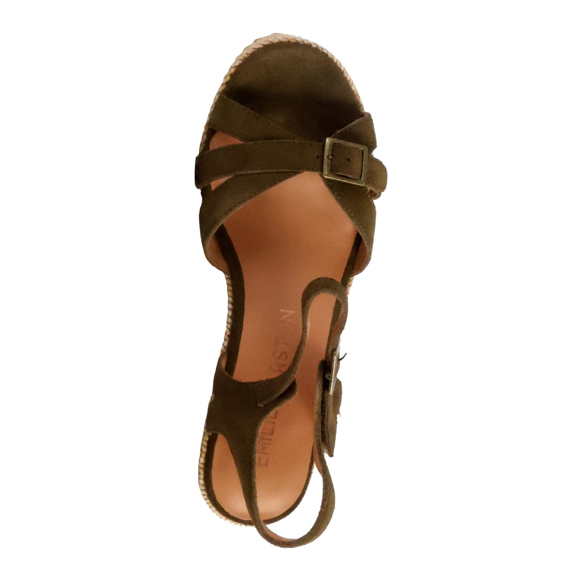 Sandale Compensée Cuir Esabel kaki, EMILIE KARSTON