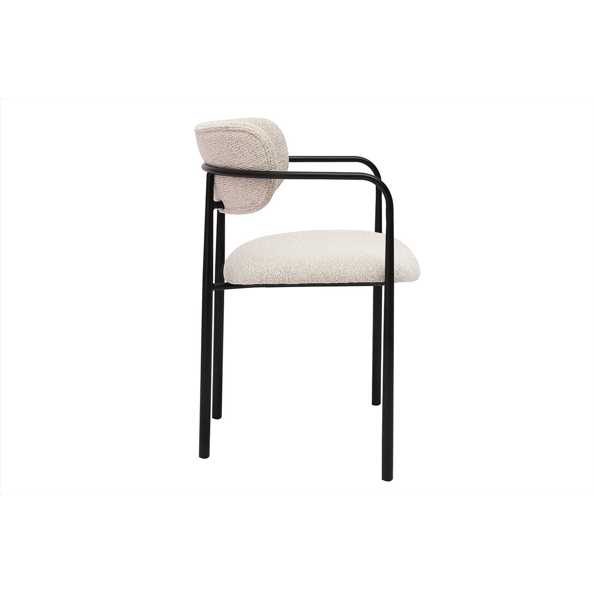 Chaises en tissu effet velours texturé terre brûlée et métal noir (lot de 2) SWIFT beige, MILIBOO