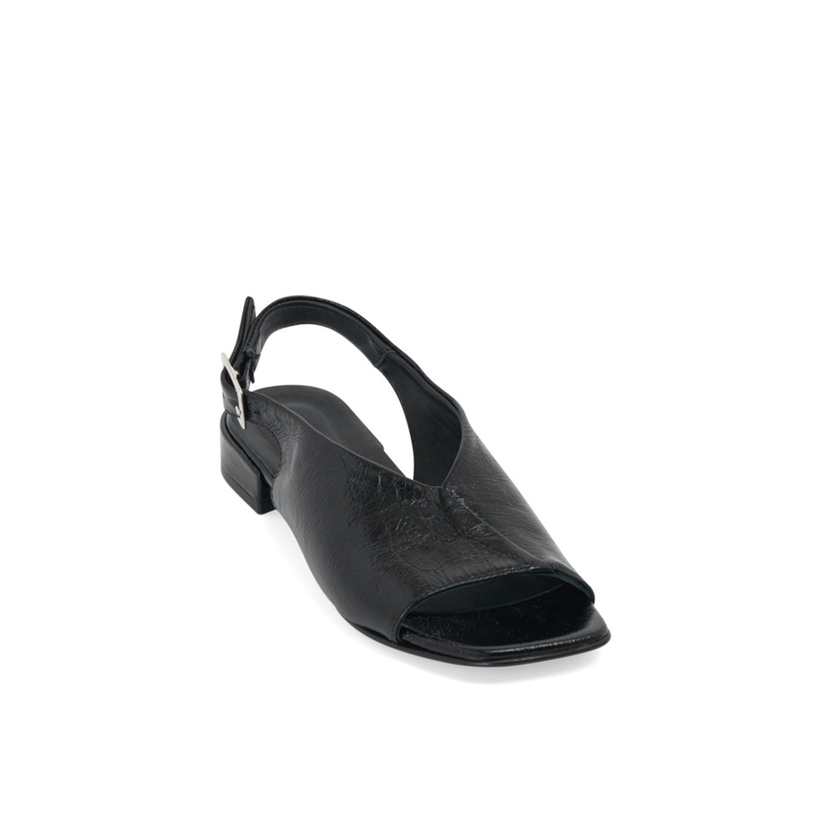 Sandale Plate en cuir ANYA noir, MELLOW YELLOW