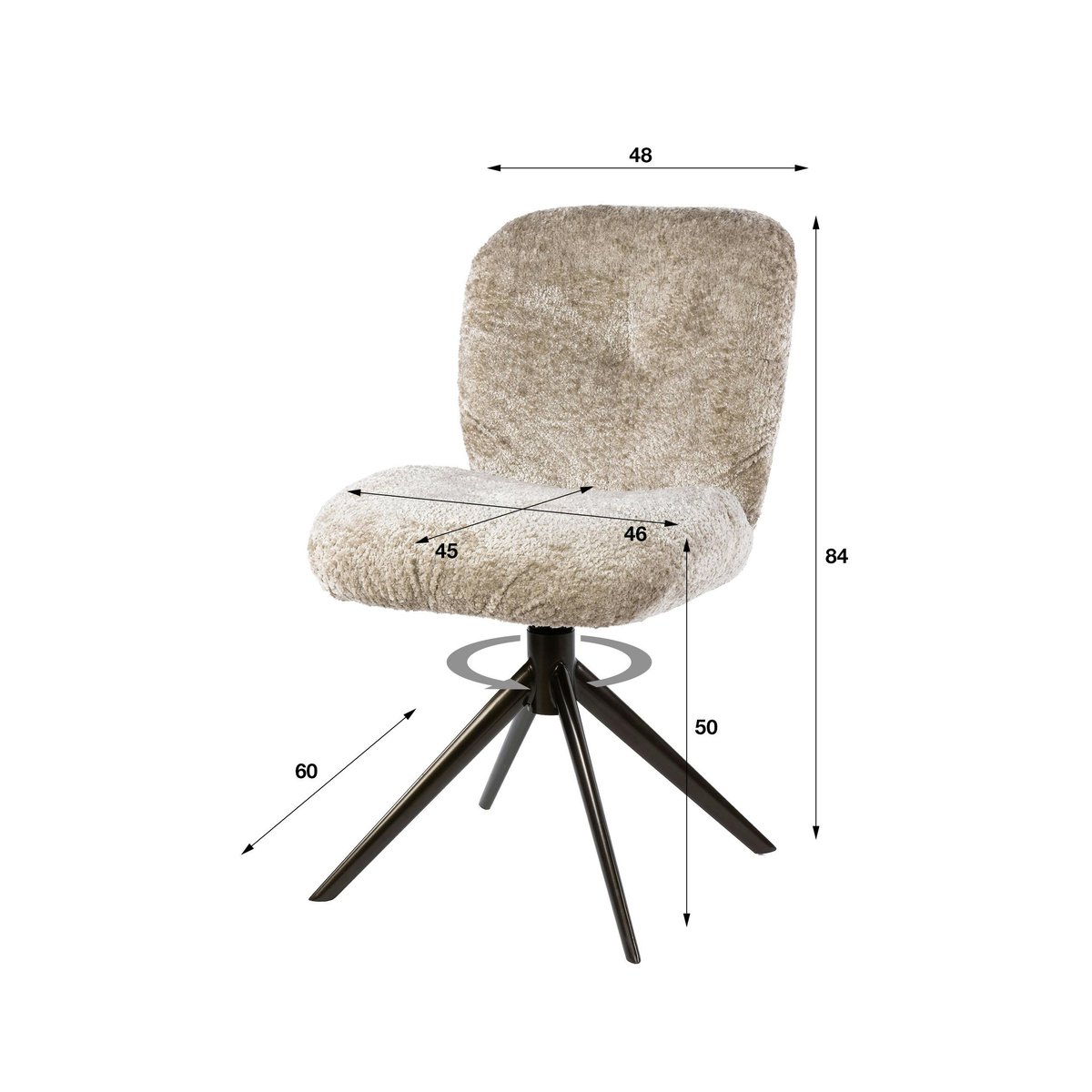 Chaise pivotante tissu bouclette sable pieds brun (x2) CREEK beige, PIER IMPORT