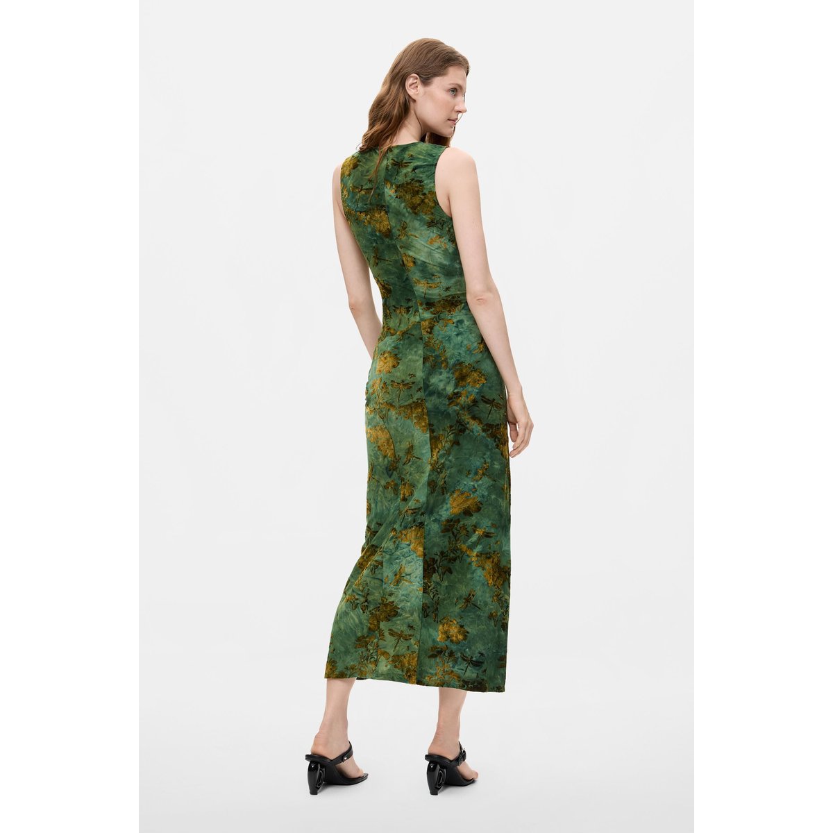 Robe midi floquée vert, DESIGUAL