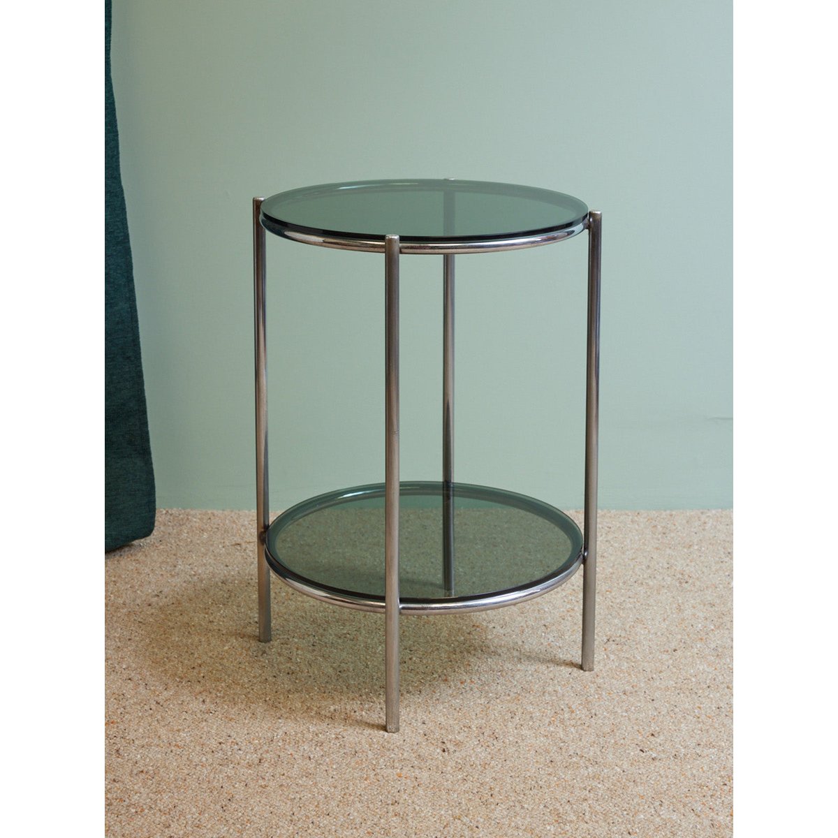 Table d'appoint ronde en verre fumé Hanna N°1580 - Bon état transparent, DEBONGOUT