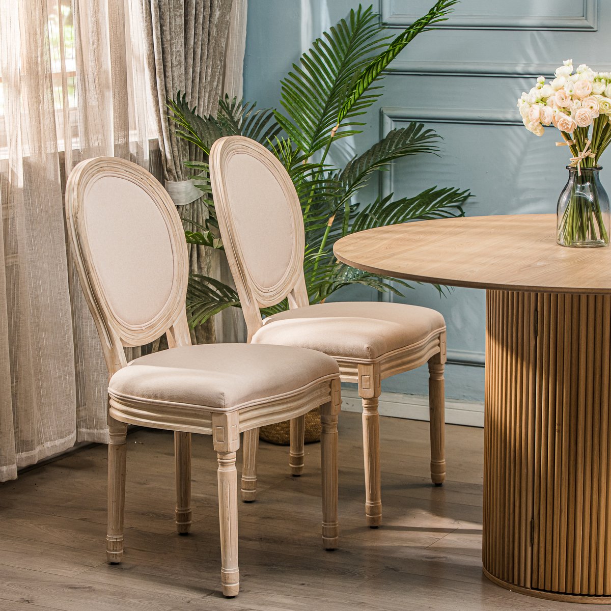 Lot de 2 chaises classiques, RICHELIEU beige, NORDLYS